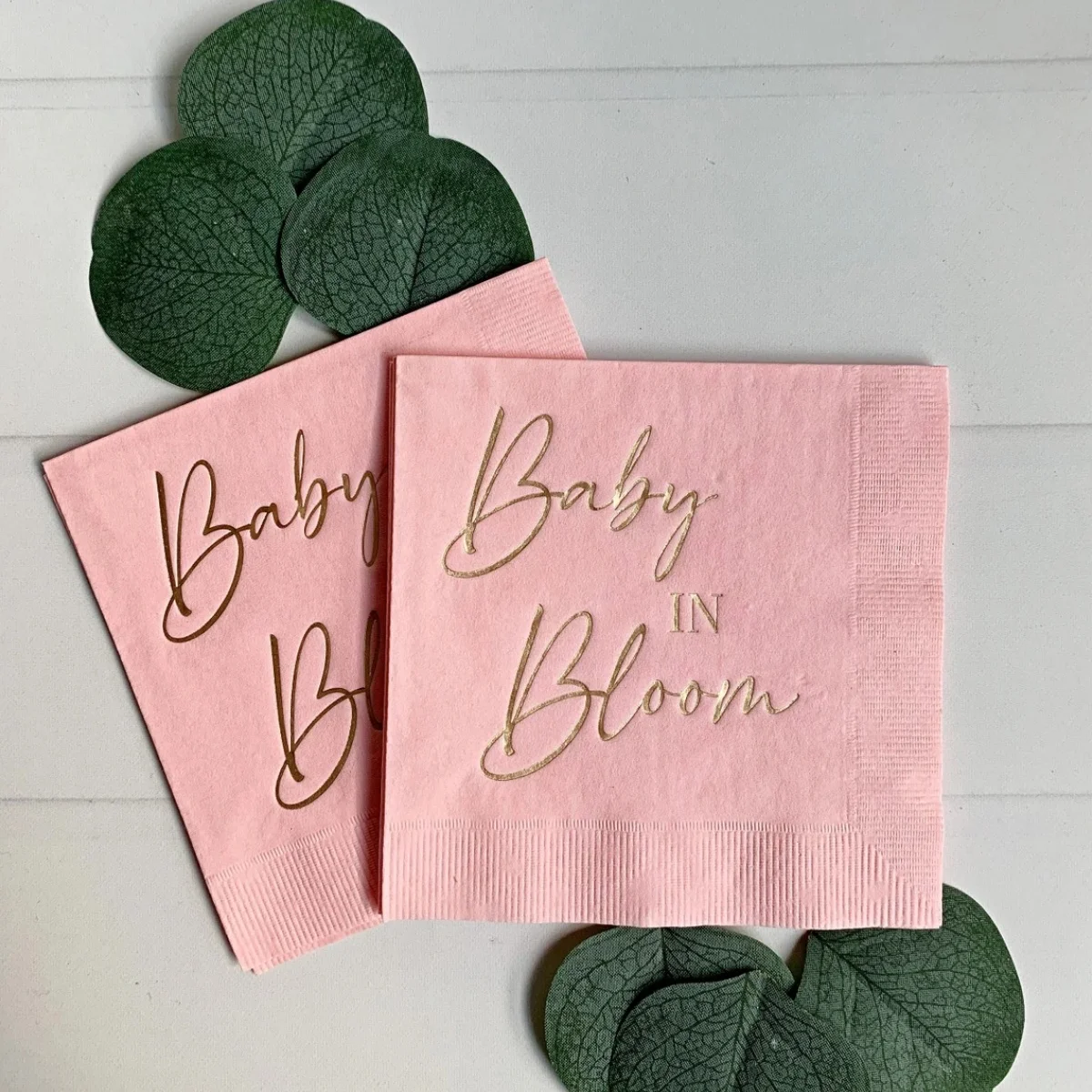 

50pcs Baby in Bloom - Cocktail Napkins - Pink/Gold