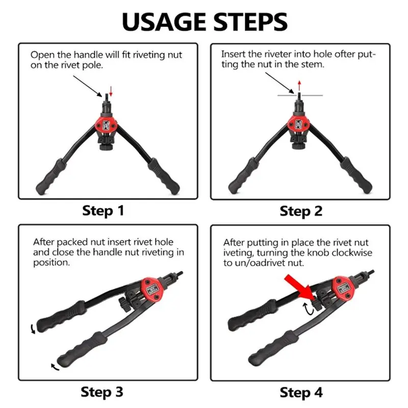 

Safe Material Rivet Nut Tool Set: Rivet Tool, 60 Rivet Nuts, Wrench, Suitable For Automotive Maintenance And Construction Engine