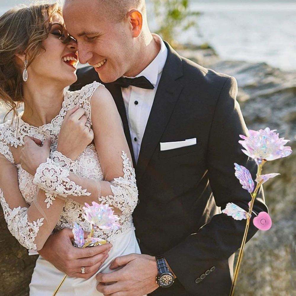 Führte Valentinstag Muttertag Geschenke Rosen Geschenke für Frauen Regenbogen Rosen Bouquet Valentinstag Beleuchtung Rosen kreative Geschenke