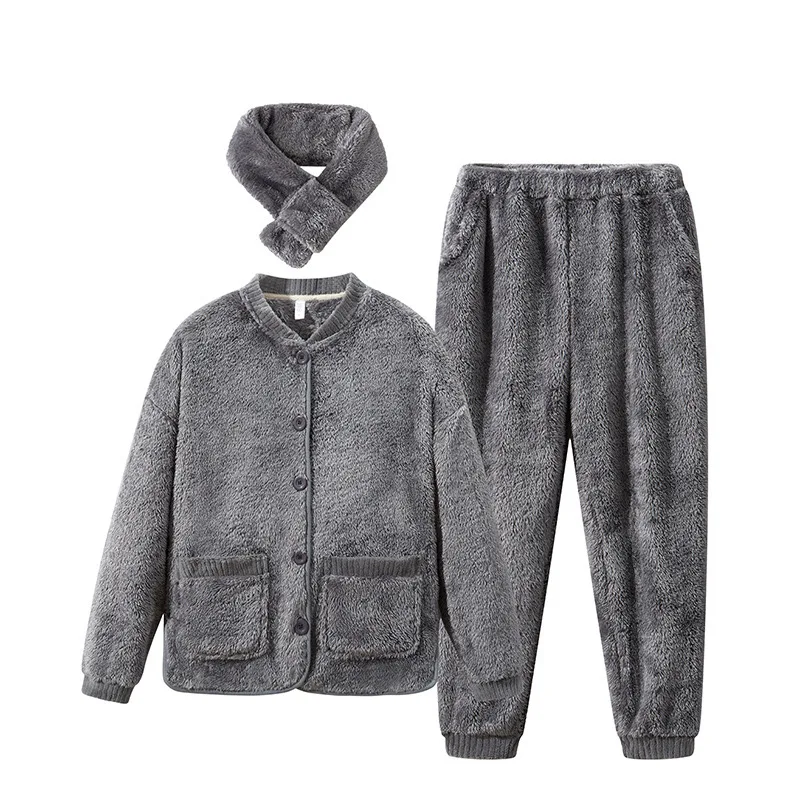 

Winter Thick Warm Coral Sleeve Couples Pajama Sets Women's Long Housecoat Men's Sleepwear Velvet Pyjama Fleece Home Combo
