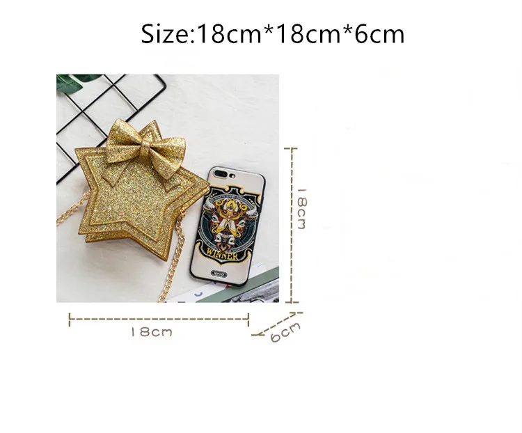 Children Small Chain Bag New Korean Fashion Five-pointed Star Sequin Shoulder Bag Cute Princess Girl Diago Span Bag KBG002