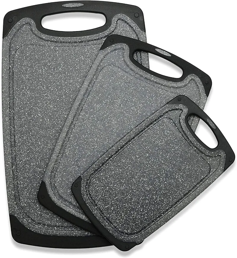 

3-Piece Non-Slip Cutting Board Set, Large & Small, Juice Grooves, Easy Grip, Dishwasher Safe