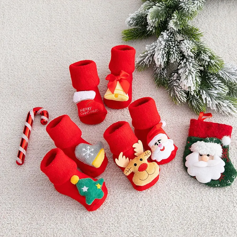 

Cute Warm Gloves Deer Winter Santa Claus Bell Baby Christmas Socks Floor Socks Kids Cotton Socks Infant Short Socks