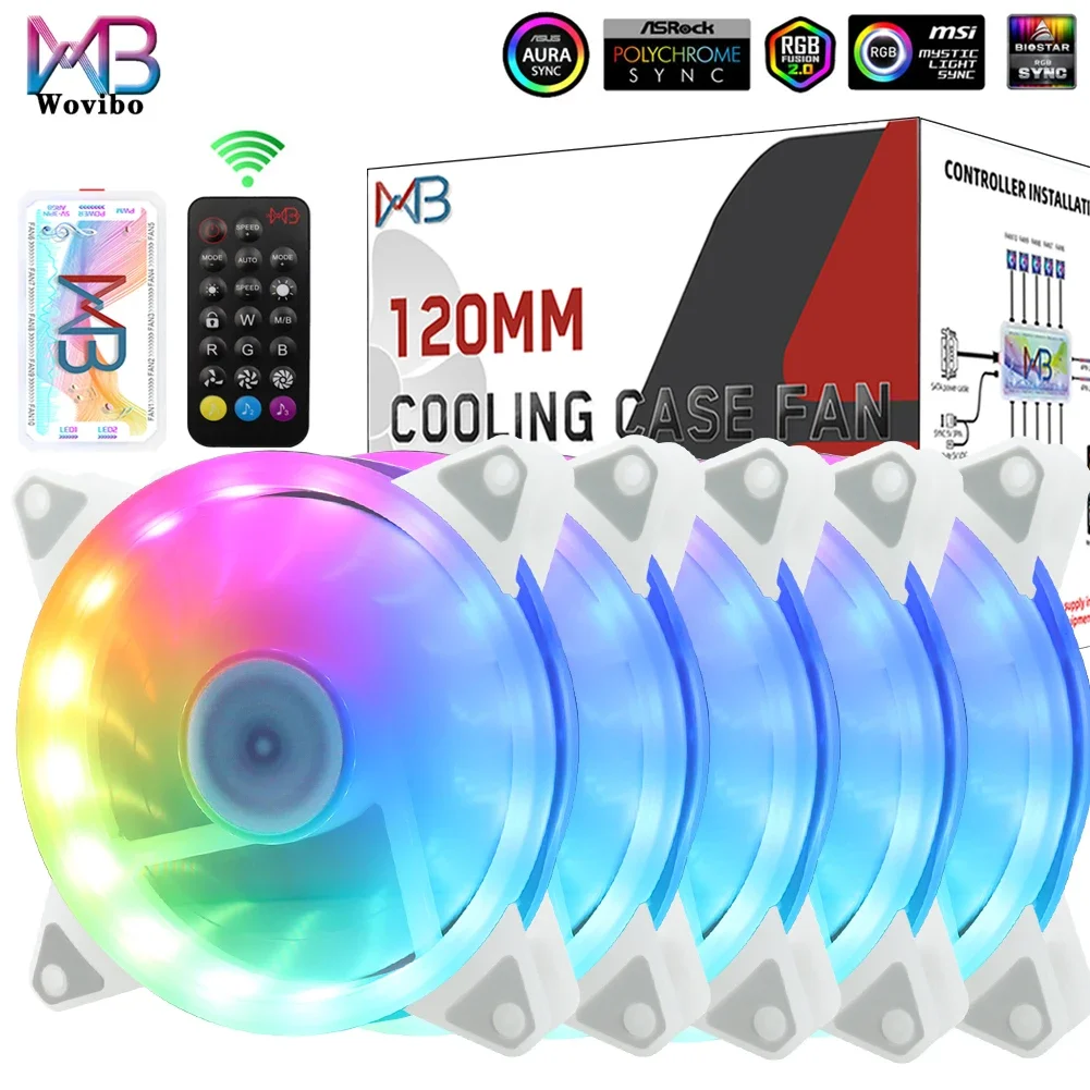 120mm Case Fan Cooler PC Air Cooling Fans 6PIN RGB Radiator 5V Mute Computer Ventilador ARGB Aura Sync