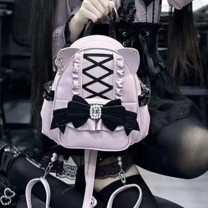 

Японские женские сумки Ita Mochila, кружевная школьная сумка с кошачьими ушками, милый большой вместительный Mochilas Mujer, новый студенческий рюкзак с бантом