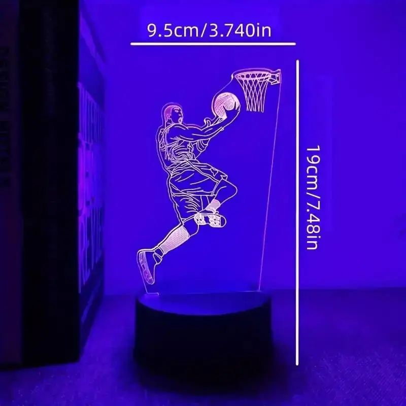 1pc  Basketballl  3D Night Light, 3D Optical Illusion Lamp With Touch, 7-Color Changing Ambient Light For Bedroom