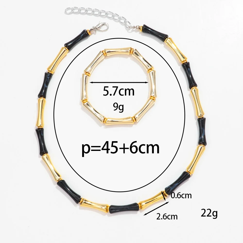 New Gold Color Acrylic Thin Bamboo Elastic Bracelets for Women Men Resin Tube Stackable Bangle Necklace Fashion Jewelry Collier