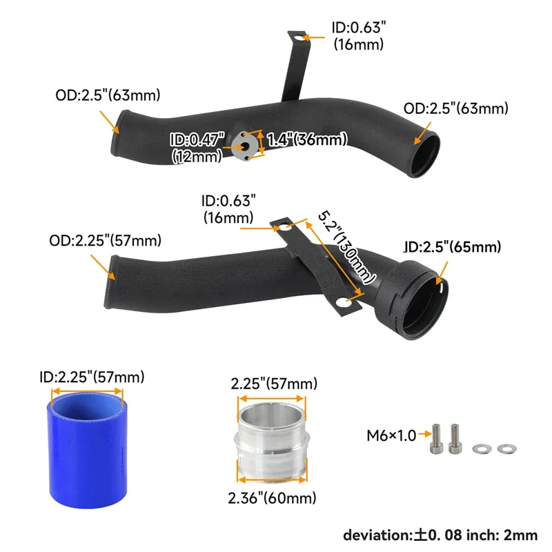 أنبوب تحويل لتفريغ التوربو ، أسود ، أزرق ، أحمر ، مناسب لفولكسفاغن فولكس فاجن جولف غتي ، جيتا ، MK5 ، MK6 ، شيروكو ، أودي تي تي ، A3 ، TSi ،-