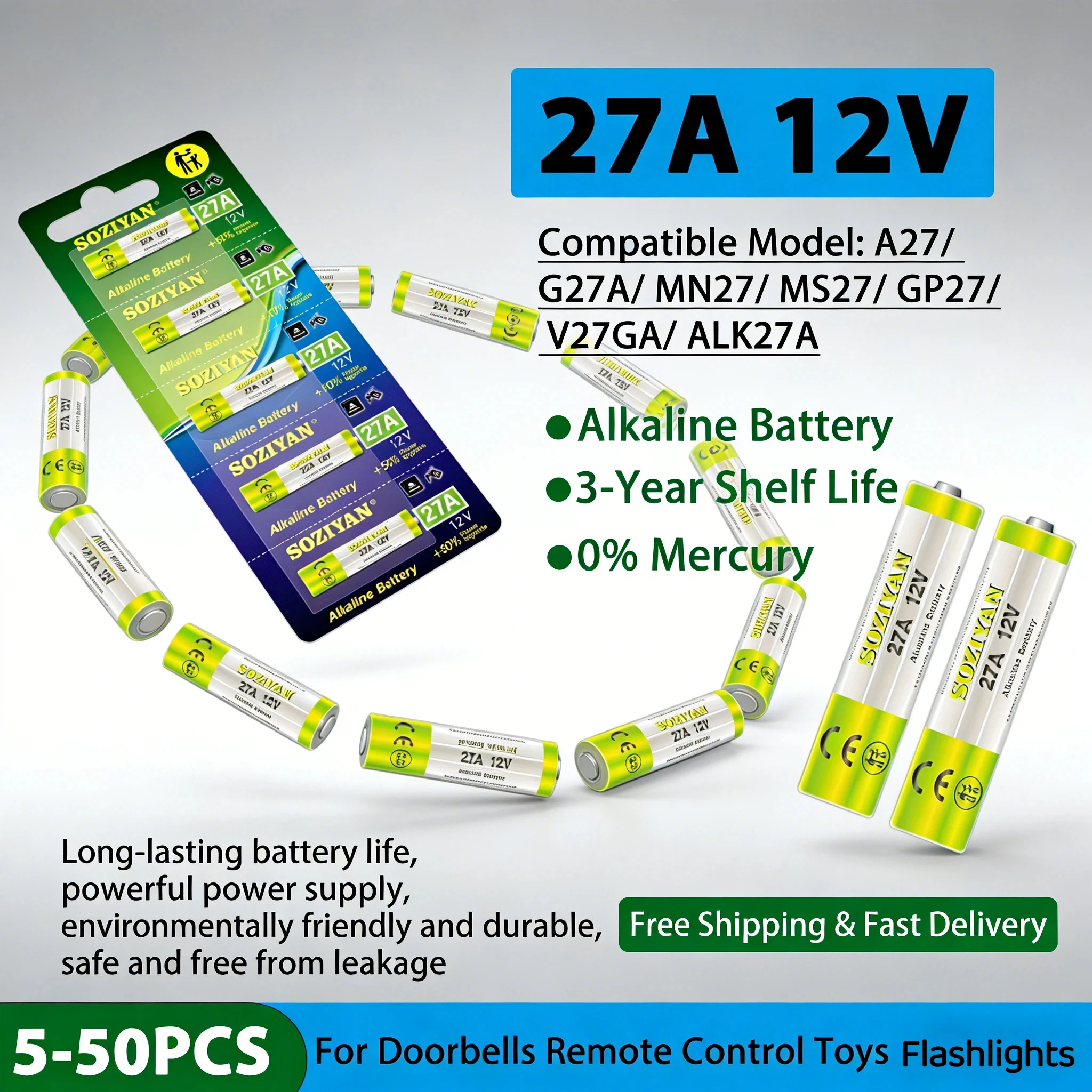 5-100PCS 27A 12V Al…