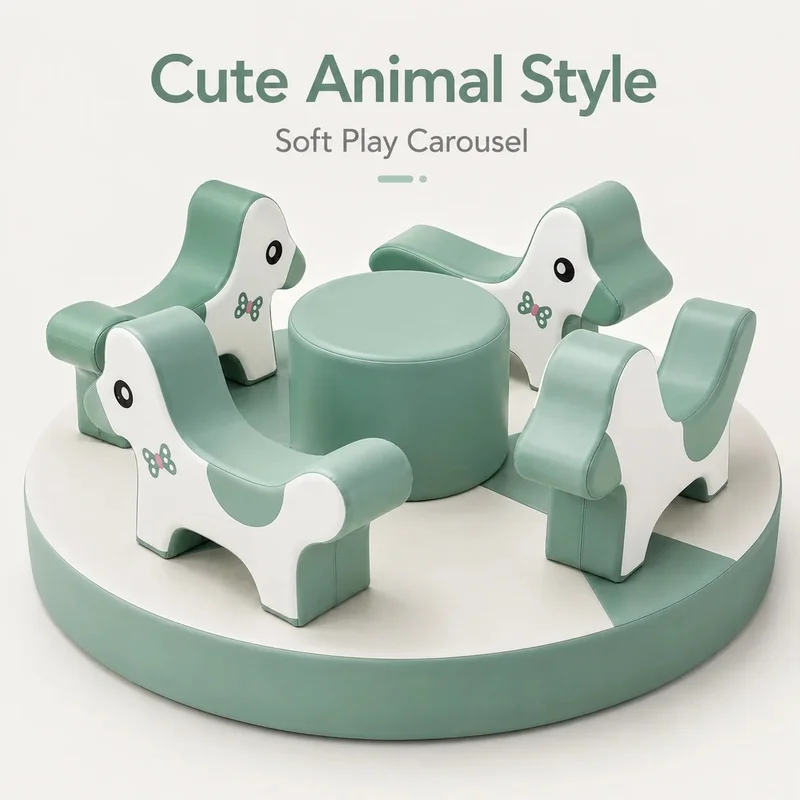Electric Soft Play Carousel Kids Indoor Playground Equipment Merry Go Round Commercial Amusement Ride for Toddler Play Center