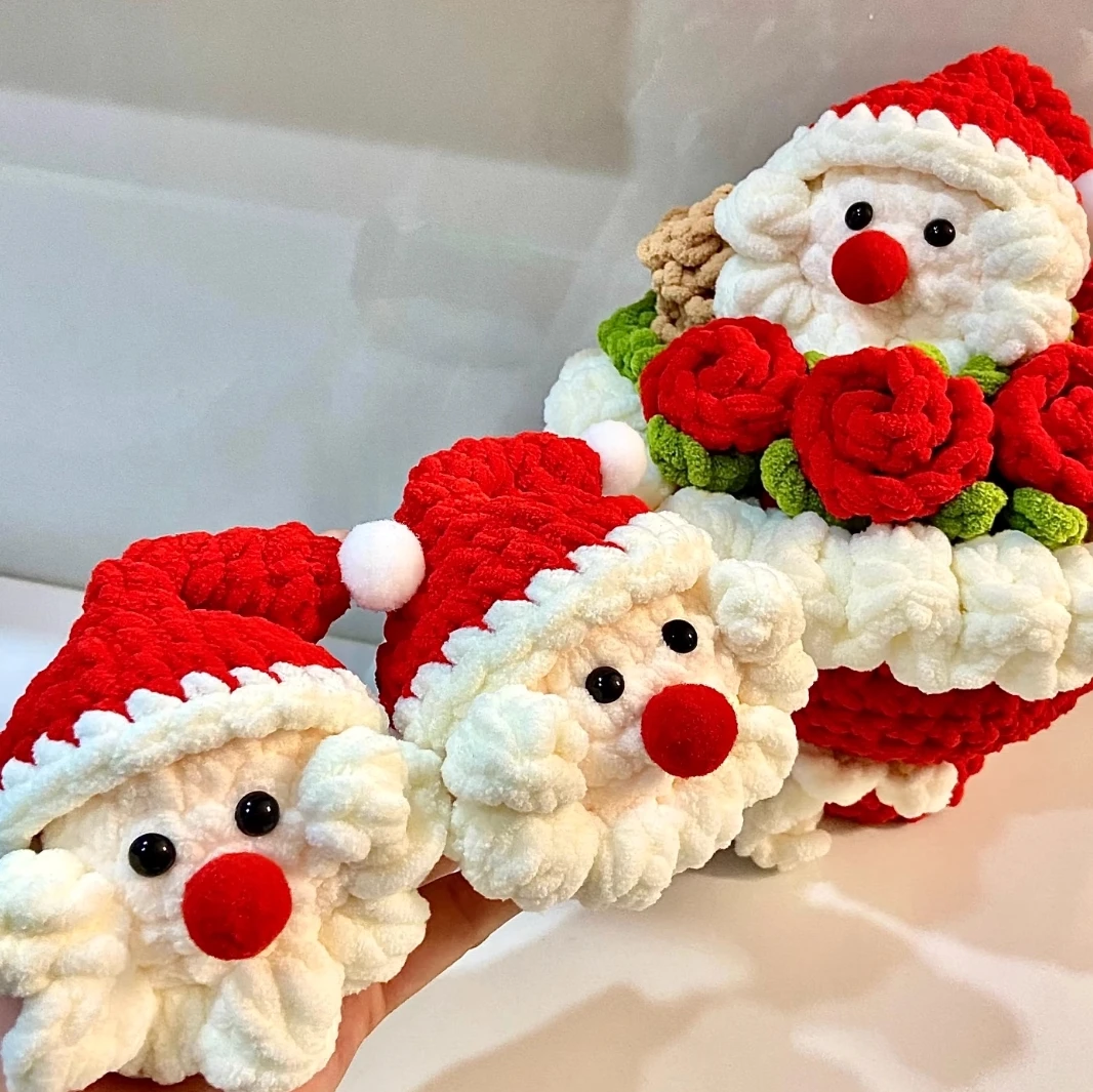 

DIY knitted ice line Santa bouquet handmade wool crochet material package Christmas bouquet gift