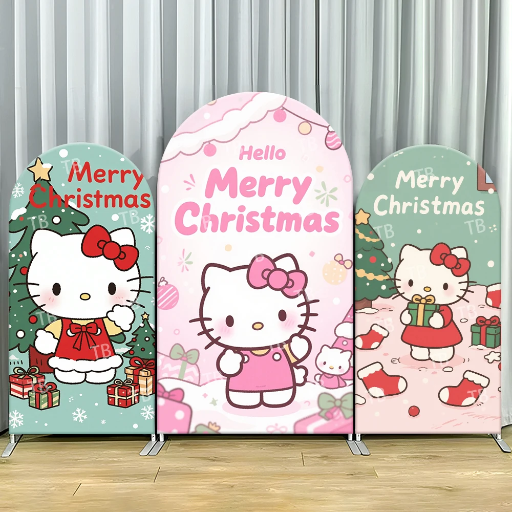 

TB Christmas Sanrio Hello Kitty Arch Backdrop Cover for Girls Birthday Party Decor Photograph Background Wall Baby Shower Props