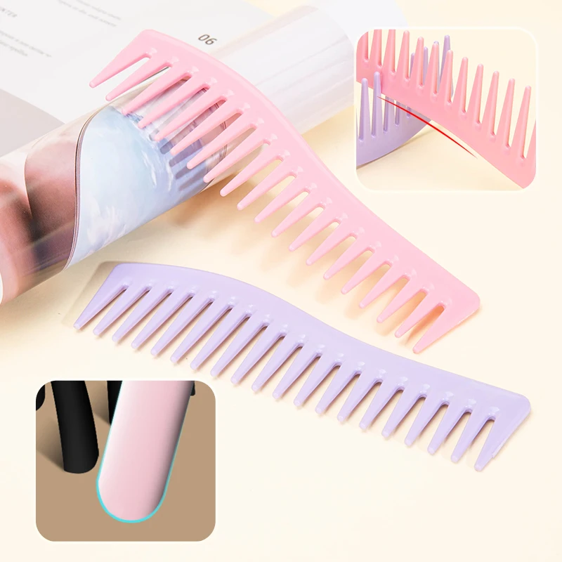 Wide Tooth Shark Plastic Curly Hair Salon Hairdressing Comb Oil Head Men\'s Back Hollow Comb Styling Tools Barber Accessories