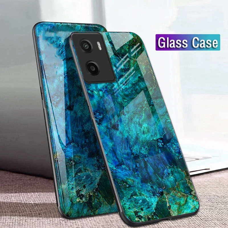 Skinlee For Moto G06 Power Case Luxury Marble Print Glass Silicone Bezel Shockproof Cover For Moto G06 Power Back Casing