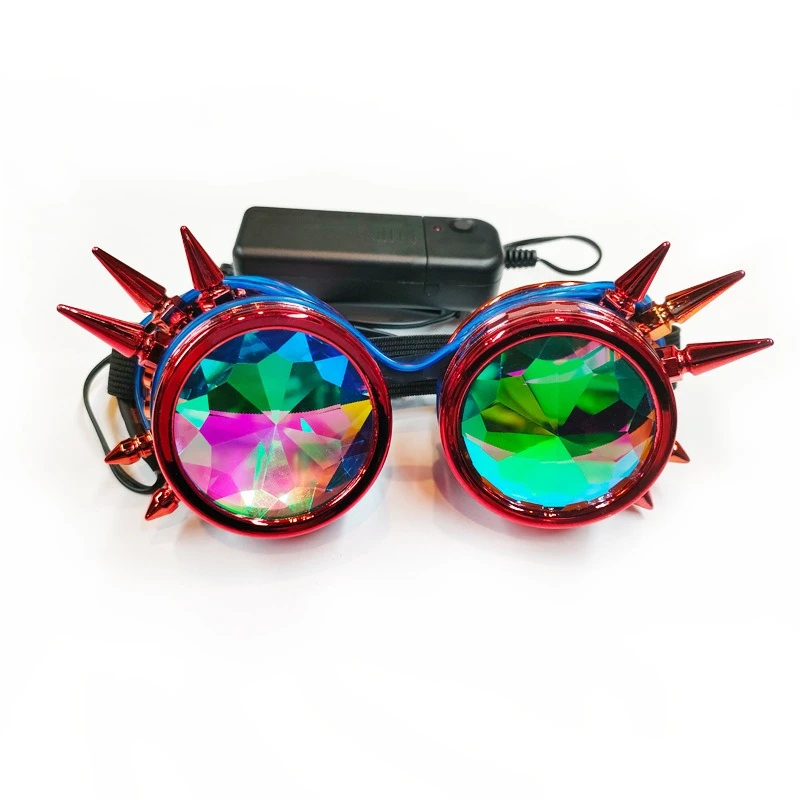 LED Light-emitted Line Punk Glasses, Halloween Steam Punk Glasses, Disco Ball Glowing Cheering Props