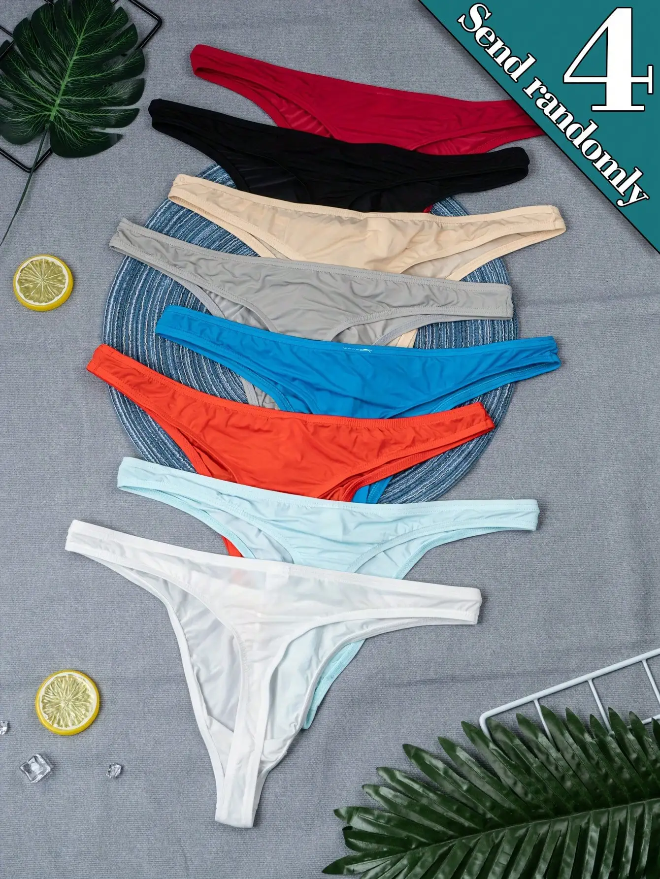 

Mens Solid Color Thong Underwear Pack Breathable Soft G-Strings