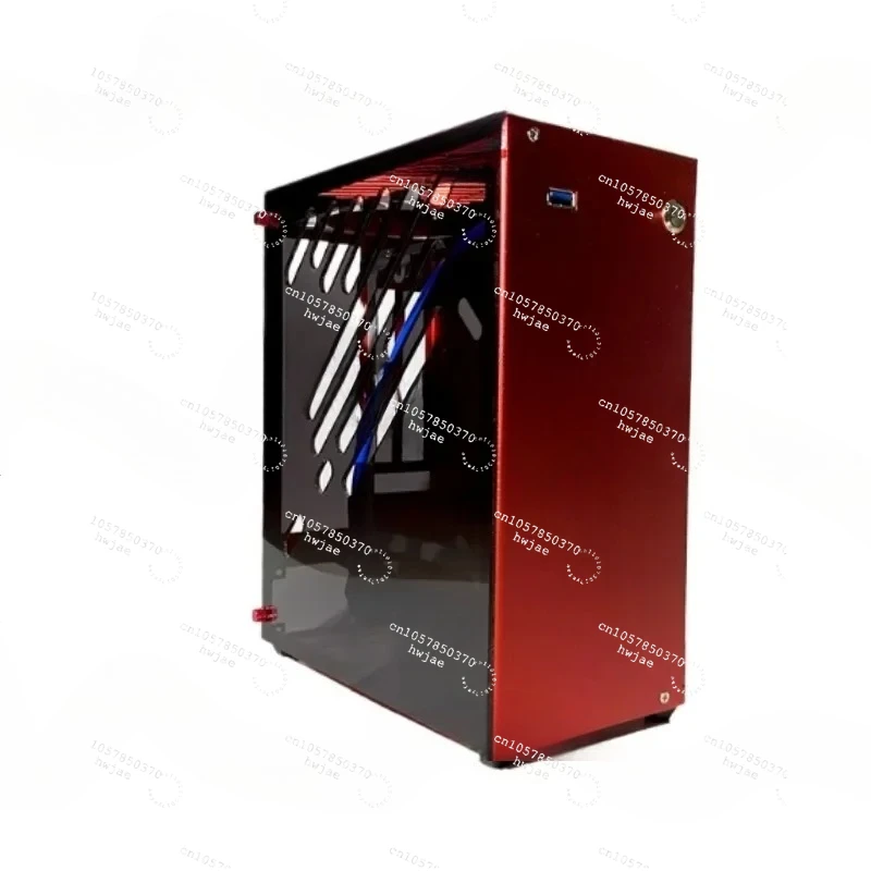 M34 mini portable all aluminum side transparent A4ITX chassis, 1U power supply with unique display HTPC desktop K39 M24 view 3