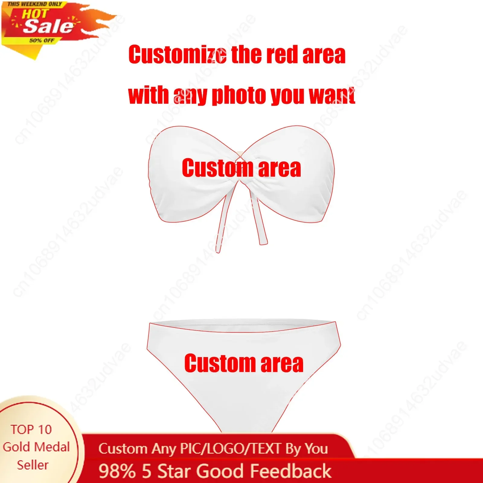 Custom Strapless Swimsuit Womens Bathing Suits Personalized Fashion Swimwear Pool Party Beach Sexy Bikini Customize Beachwear