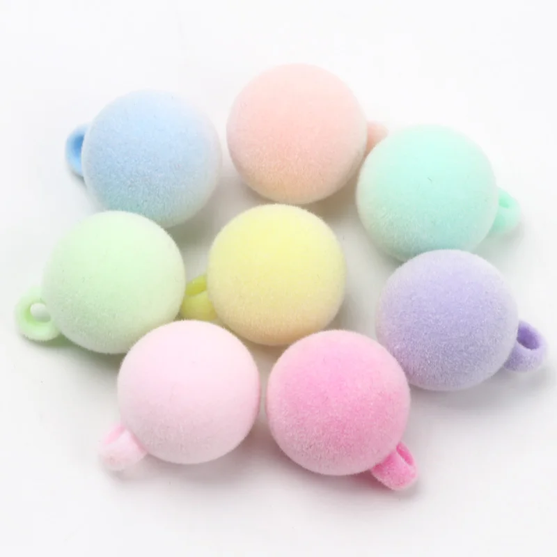 10pcs 16x20mm Macaron Color Acrylic Ball Fluffy Charms Pendants for Jewelry Making Diy Bracelets Necklace Earrings Supplies