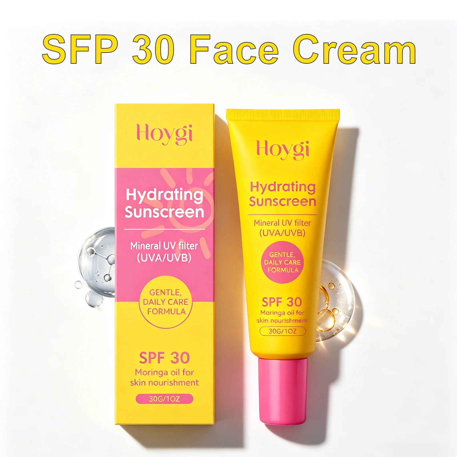 

SFP 30+Mineral Face Cream Hydrating Moringa Oil Moisturizing Skin Shield Lotion Daily Outdoor Body Care Gentle Sensitive Skin
