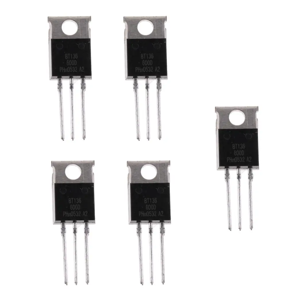 BT136 Triac 600V 4A Sensitive Gate TO220 Transistor Power Dimmer Component for Light Motor Control
