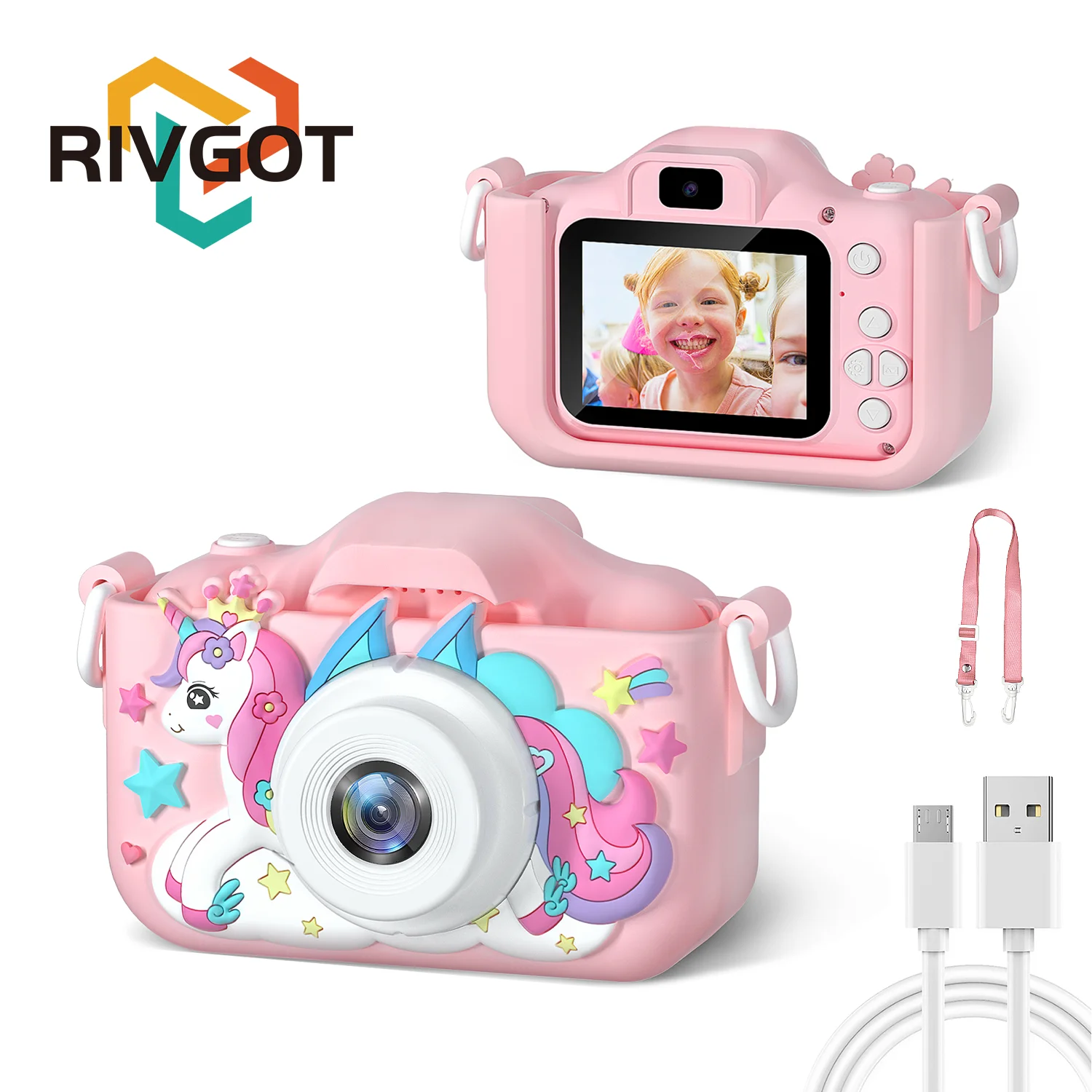 Kindercamera 1080P Hd Peuter Digitale Videocamera 2.0-Inch Kindercamera Met Siliconen Hoesjes Speelgoed Voor Kerstverjaardagscadeaus