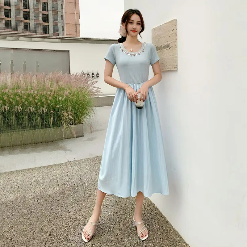 2025 Estate nuovo scollo a V sottile casual vestito lungo sottile Boho Beach Holiday