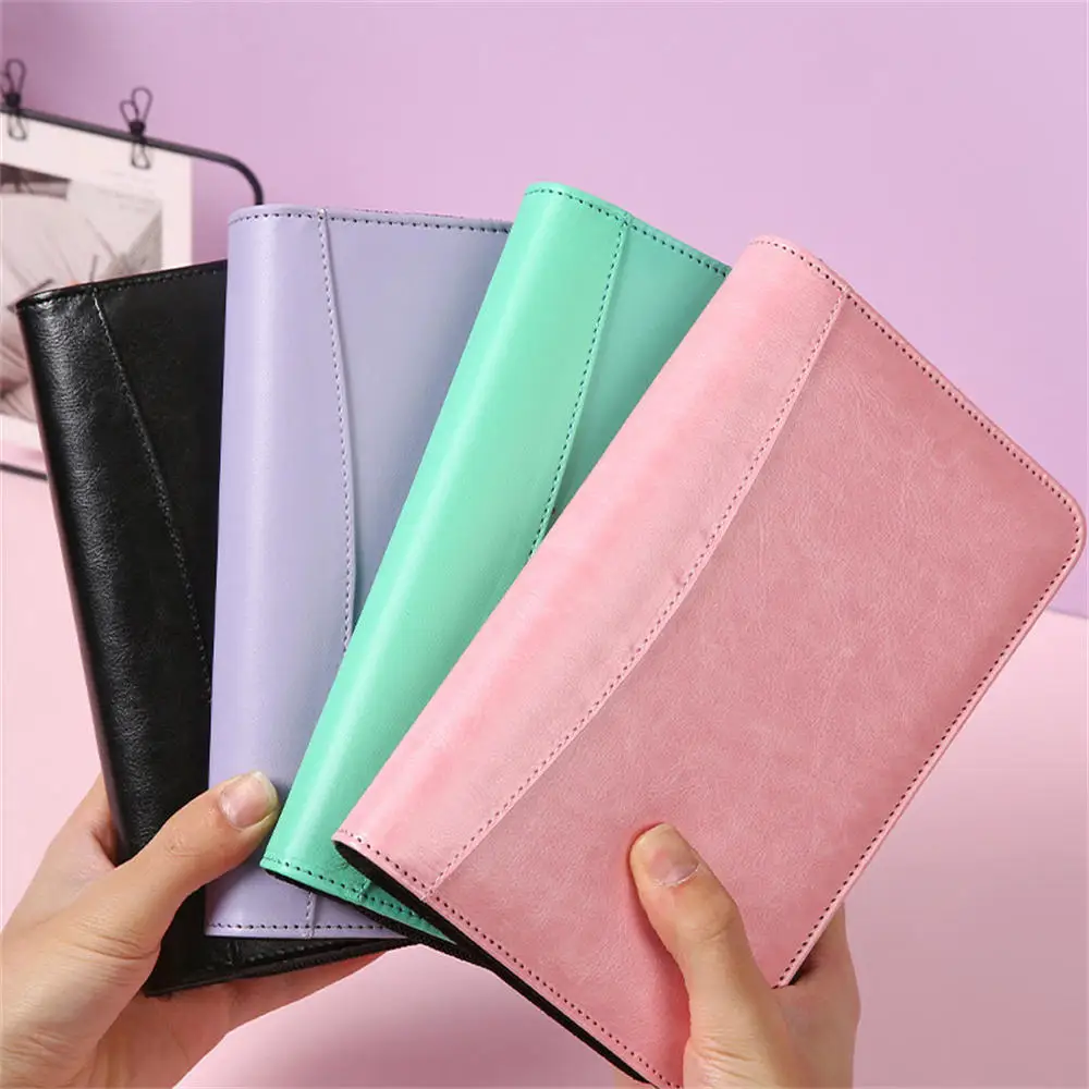 A6 PU Leather Business Notebook With Zipper Loose Leaf Folder Diary Binder Notebook With Calculator Journal Book Notepad