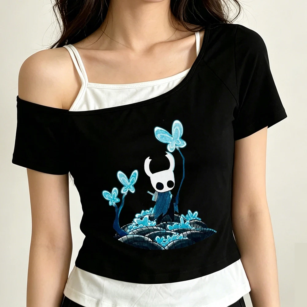 Hollow Knight crop top shoujo meme korean fashion funny goth summer shirt japanese meme y2k
