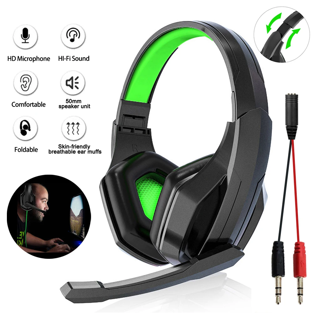 Wired Gaming Headphones With Microphone For Computer PS4 PS5 Xbox Bass Stereo PC High Sound Quality Net Learning Wired Headset