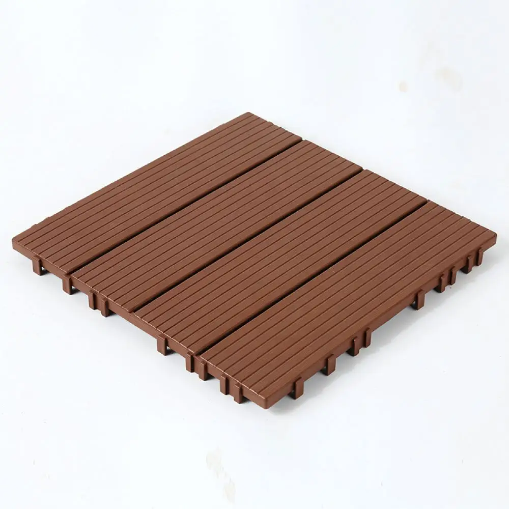 Garden Interlocking Floor Tiles Portable Plastic Decking Easy Setup Flooring For Balcony Patio Yard Wood Grain Surface