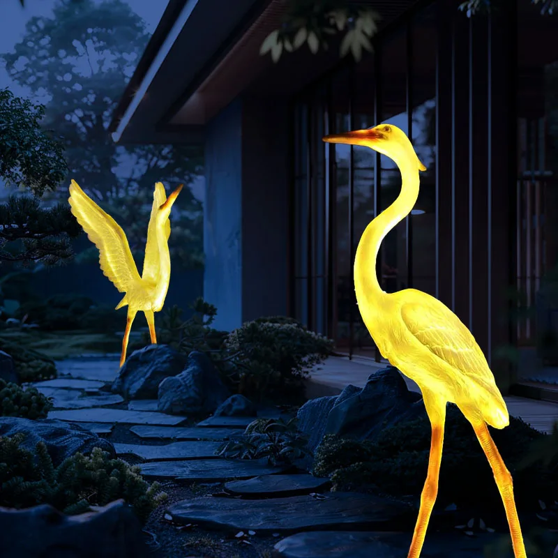 Animal Motif Lighted Flamingo Sculpture Floor Pattern Lawn Lamp Holiday Decoration Led Park Lights Decorative Lighting