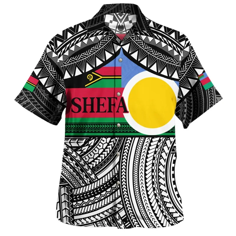 

Harajuku Summer New 3D Printed Shirt with Vanuatu Emblem Pattern Short Sleeve Shirt for Men Cool Shirt Clothing