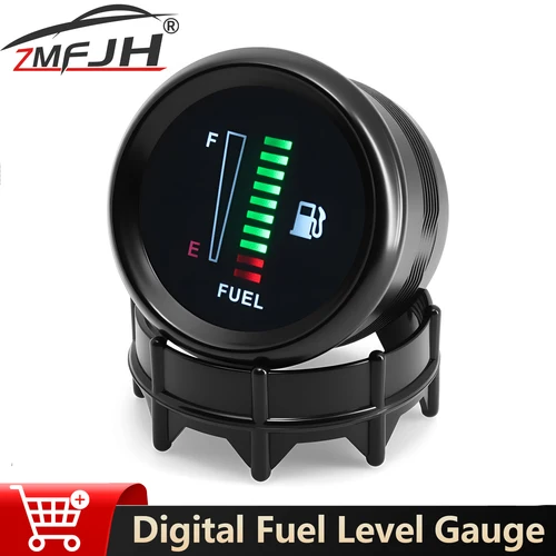 Medidor de nivel de tanque de combustible para coche, 2 "", 52mm, 240-33ohm, pantalla electrónica LED para vehículo de 12V, indicador de nivel de aceite