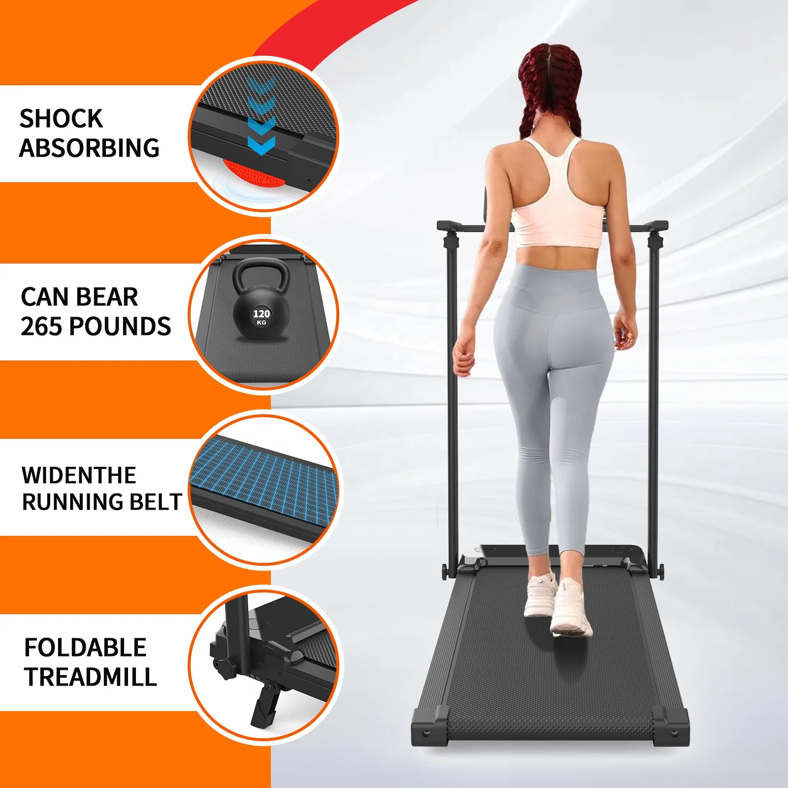 New Design Portable Foldable Electric Treadmill with LED Screen for Home Fitness Use Heart Rate Monitor 0.75HP Motor