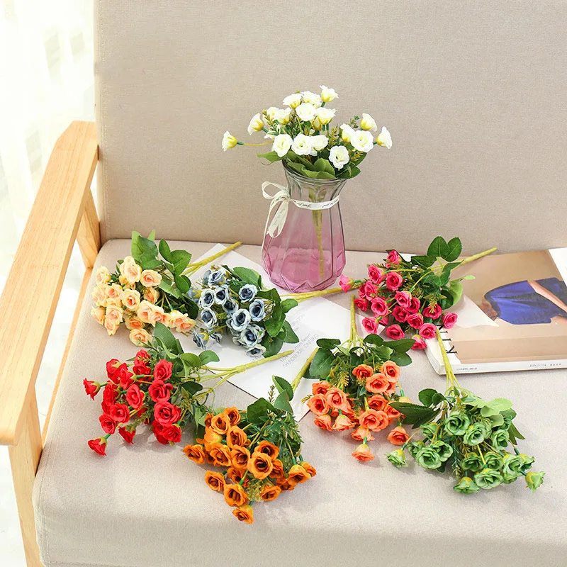 

25 False Flowers Rose Bouquet Plant Wall Accessories Home Living Room Flower Arrangement Props Wedding Decoration Bouquet