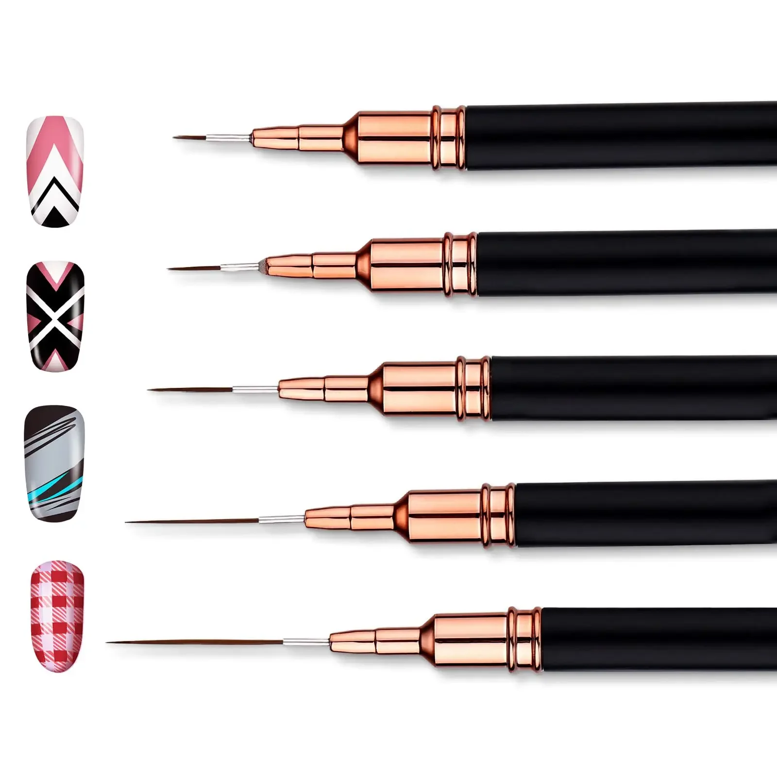 

5Pcs Professional Nail Paint Liner Brush Set Small Polish Design Technique Fine Line Stripe Brushes for Nail Art Detailing