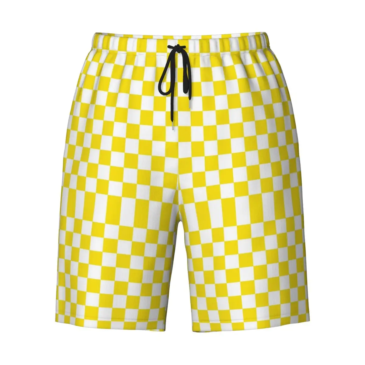

Летние шорты для доски, мужские желто-белые пляжные шорты с клетчатым узором для серфинга, стильные удобные пляжные плавки, большие размеры 3XL