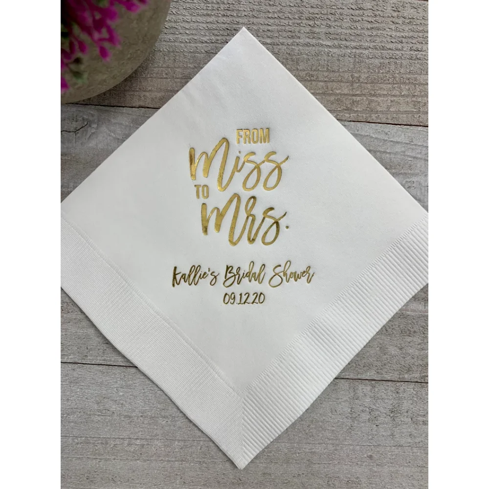 

50Pcs Personalized Wedding Cocktail Napkins - Bridal Shower From MISS to MRS Custom Printed Monogram Napkins Receptions Lunches