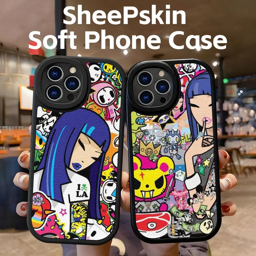 Японский милый чехол для телефона T-Tokidoki для iPhone 16, 14, 13, 12, 11 Plus Pro Max, силиконовый чехол из овечьей кожи, черный Японский милый чехол для телефона T-Tokidoki для iPhone 16, 14, 13, 12, 11 Plus Pro Max, силиконовый чехол из овечьей кожи, черный