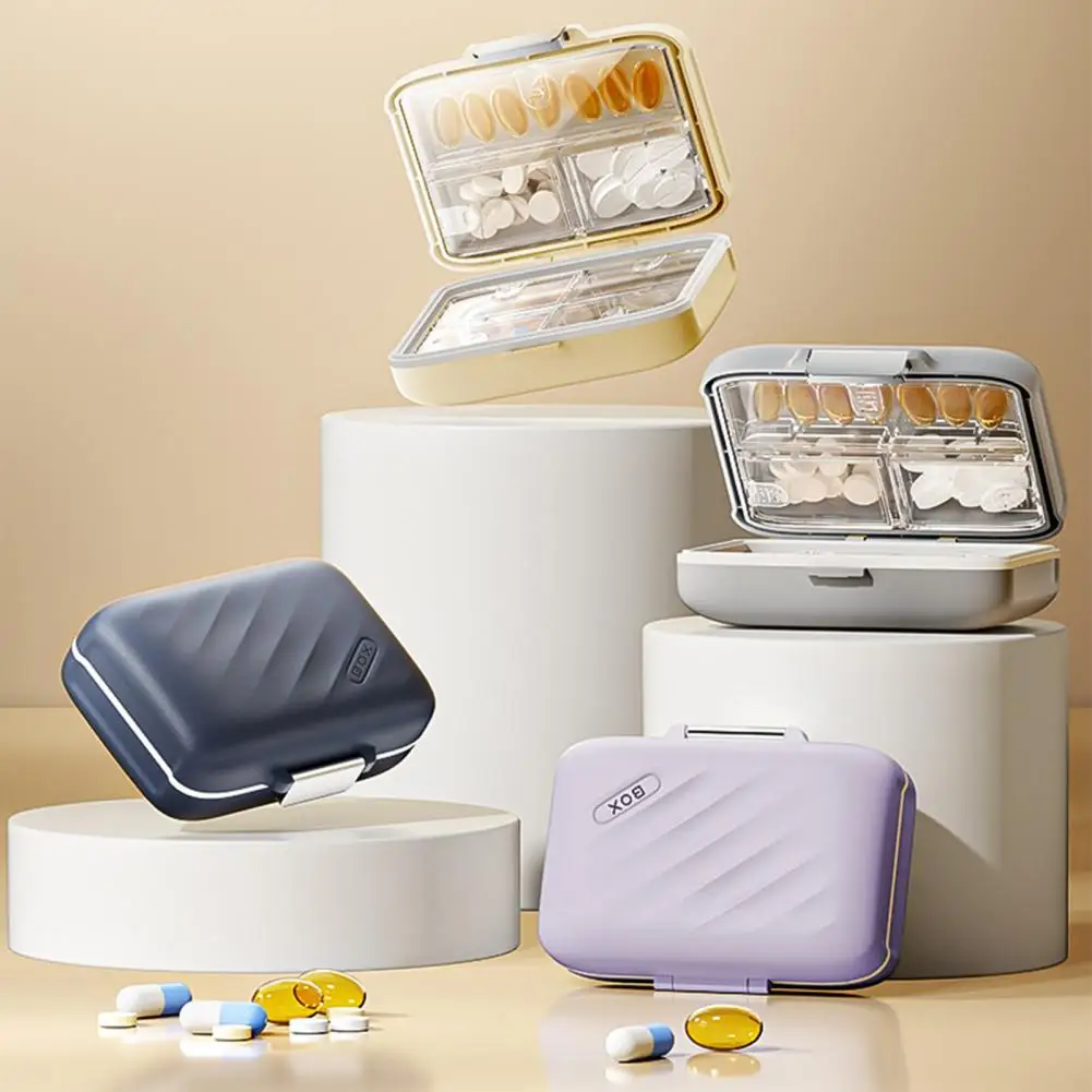 Medicine Storage Box, Large Capacity 7 Compartment Weekly Pill Organizer, with Moisture Proof Seal Design, Portable Travel Medic