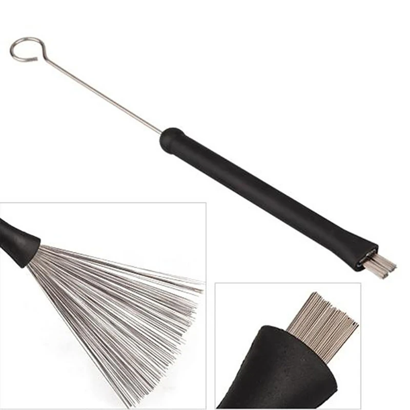 Retractable Plastic Handles Drum Brush Steel Wire 32cm Cleaning Brush for Jazz Rock Music Lover