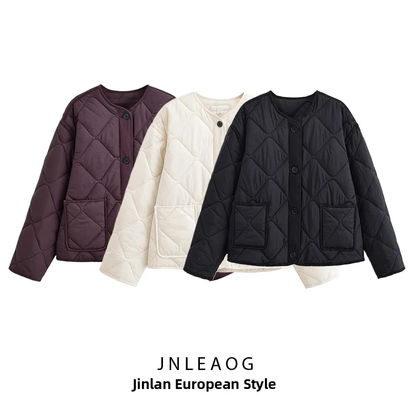 

Faionable универсальный женский хлопковый тюре, осеннее новое поступление, ромбовидный узор, уличный длинный свек, молния, круглая, Ne