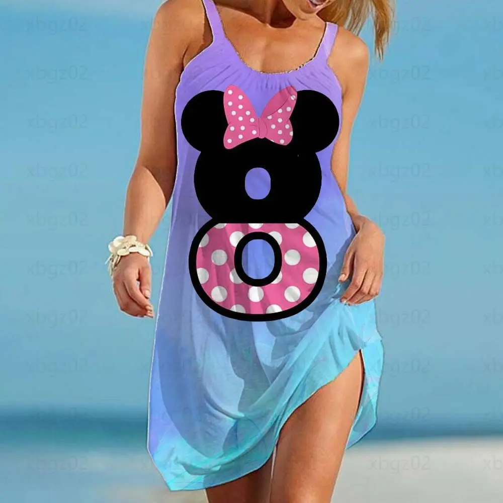 Robe ample et élégante pour femmes, tenue de plage, sans manches, Sexy, 5XL, Disney, Minnie Mouse, style Boho, livraison gratuit