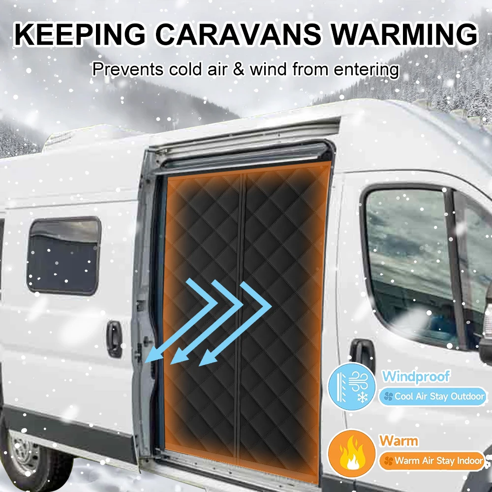 

RV Magnetic Door Curtain Windproof Warm Insect Prevention Door Curtain For Fiat Ducato Peugeot Boxer Citroen Relay 2006+