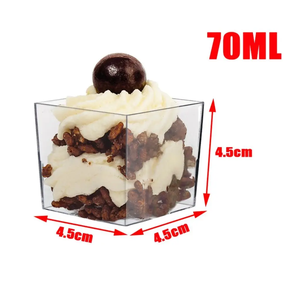 

10Pcs Jelly Disposable Mousse Cup Transparent Clear Pudding Cup with Cover Plastic Dessert Cake Cup