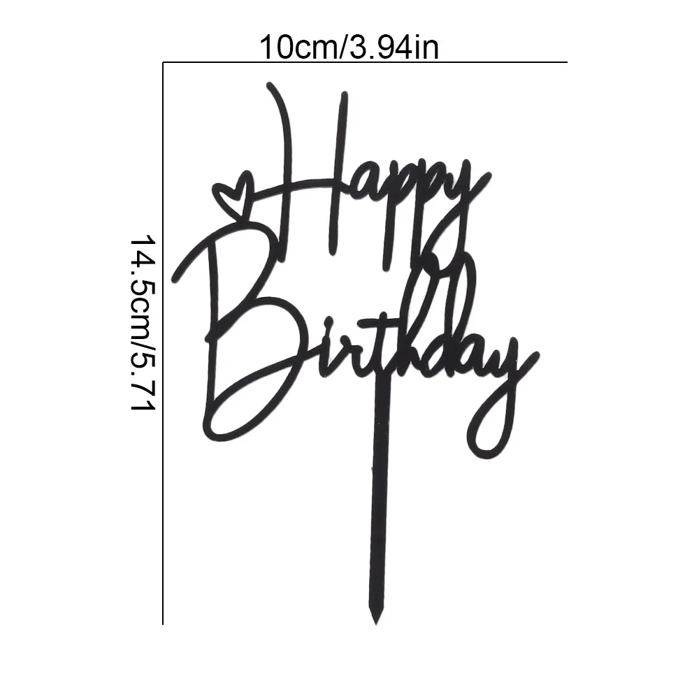 2er-Pack schwarz-roségoldene Happy Birthday-Kuchenaufsätze – elegante dekorative Acrylschilder mit kursiver Schrift für die Geburtstagsparty-Dekoration – Detail 6