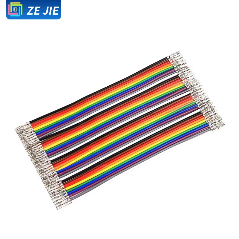 Housing‑Free 40P Dupont Jumper Wire, 2.54mm Pitch Double‑End Color Ribbon Cable, Female‑to‑Female, 10/15/20/30/40/50CM