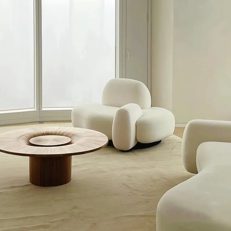 

Sofa cream style living room home velvet fabric small cloud sofa