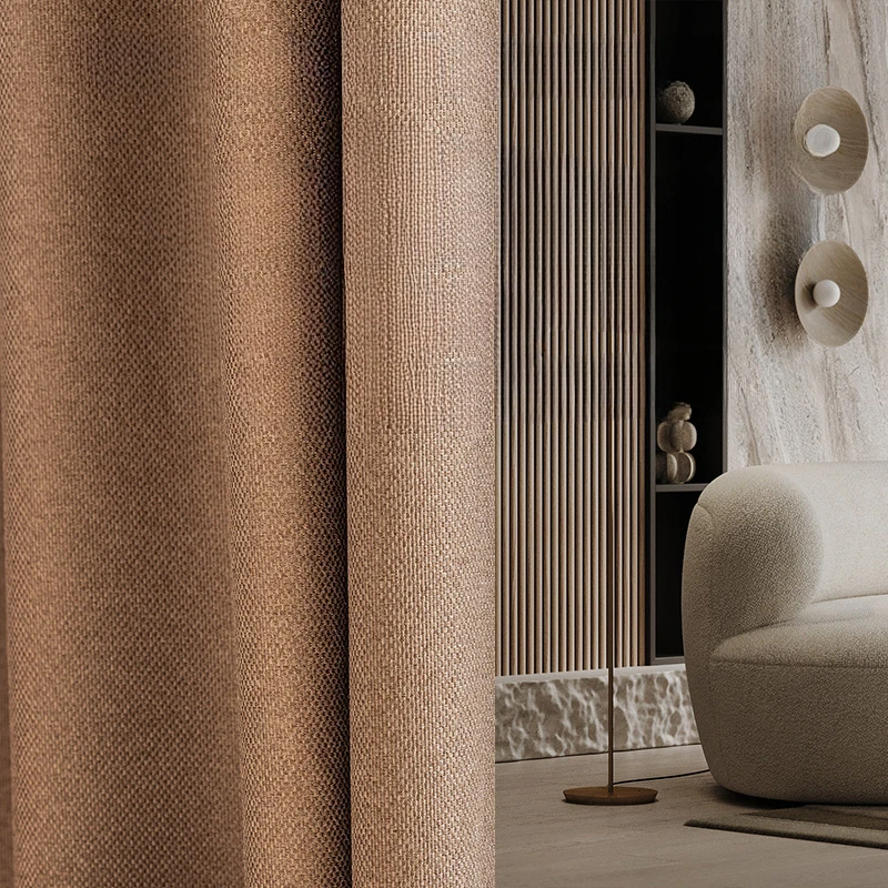 

Japanese Cotton and Linen Livingroom Blackout Curtain Thickened Soundproof Bedroom Curtains Light Luxury Study Bay Window Drapes